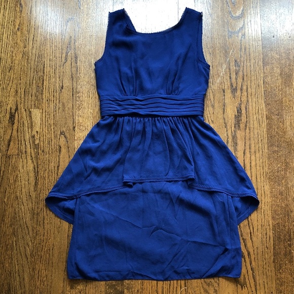 3/$10 Frayed Edge Peplum Sleeveless Scoop Neck Whimsical Flowy Dress - Picture 1 of 9